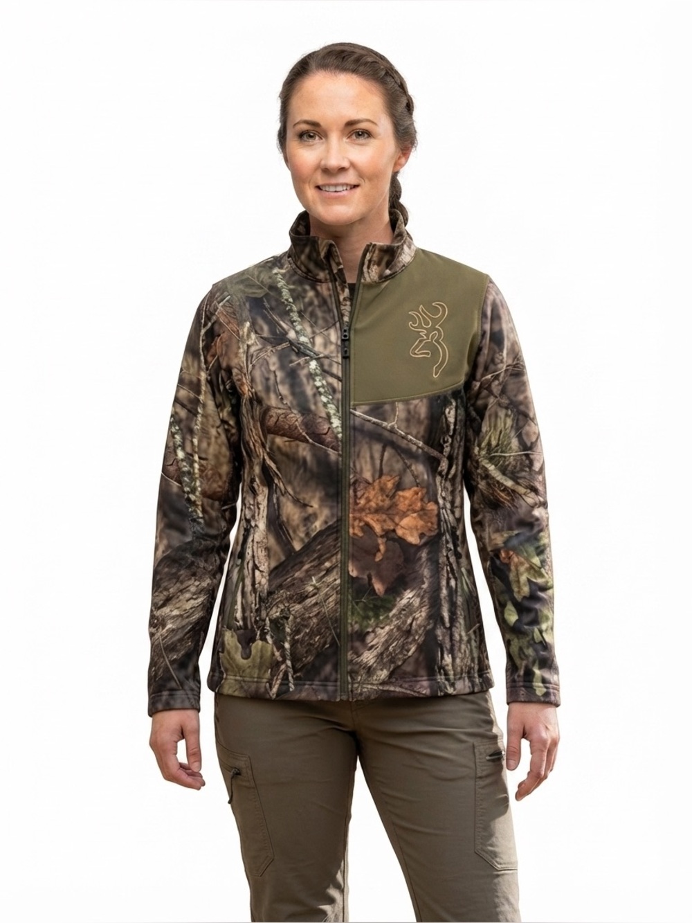 Browning Mossy Oak Camo Full-Zip Fleece Jacket Size Medium